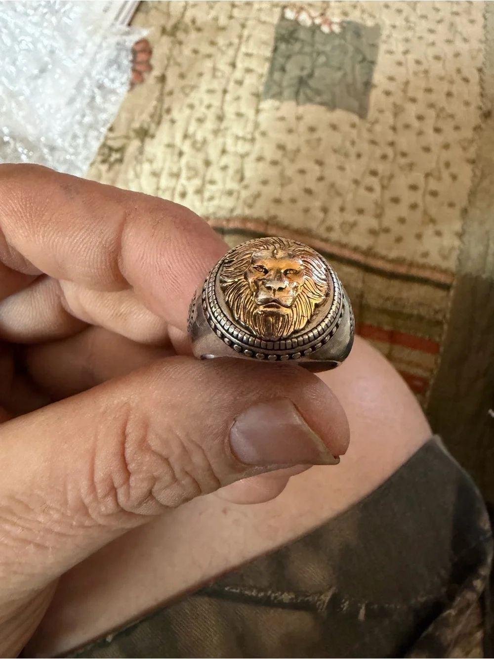 Effy Lion Emblem Two-Tone Men's Signet Ring - Gold & Sterling Silver